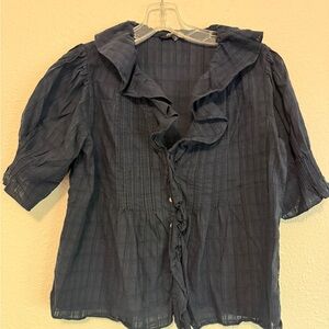 Madewell Navy Ruffled Women's Top Small